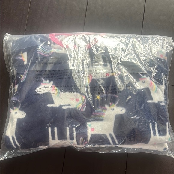 Absorba Kids Unicorn Pajama Set zipper footie sleepers  - Pink &White & navy 5T - Picture 3 of 3